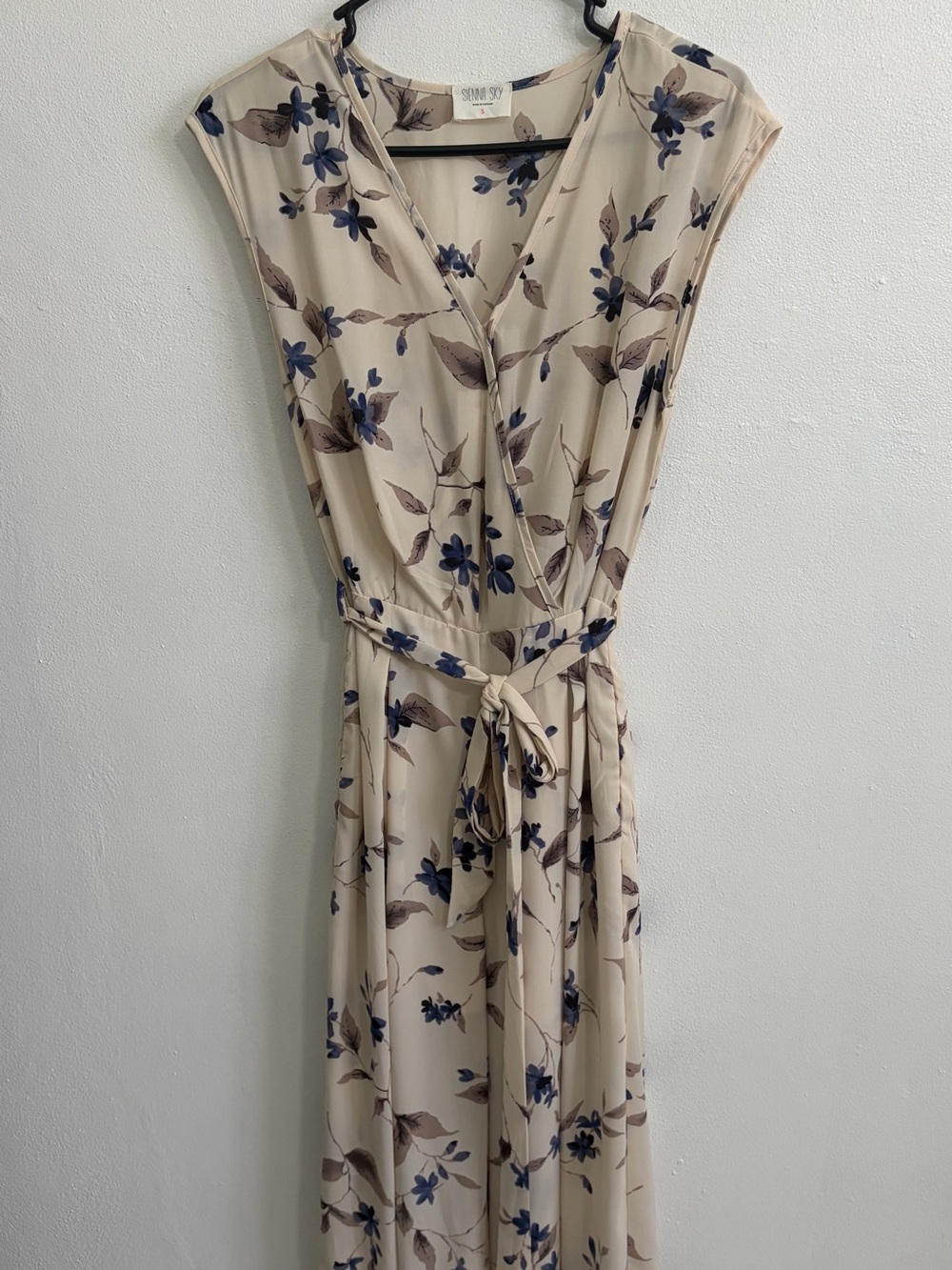 Sienna Sky Cream Romper with Blue Floral Print